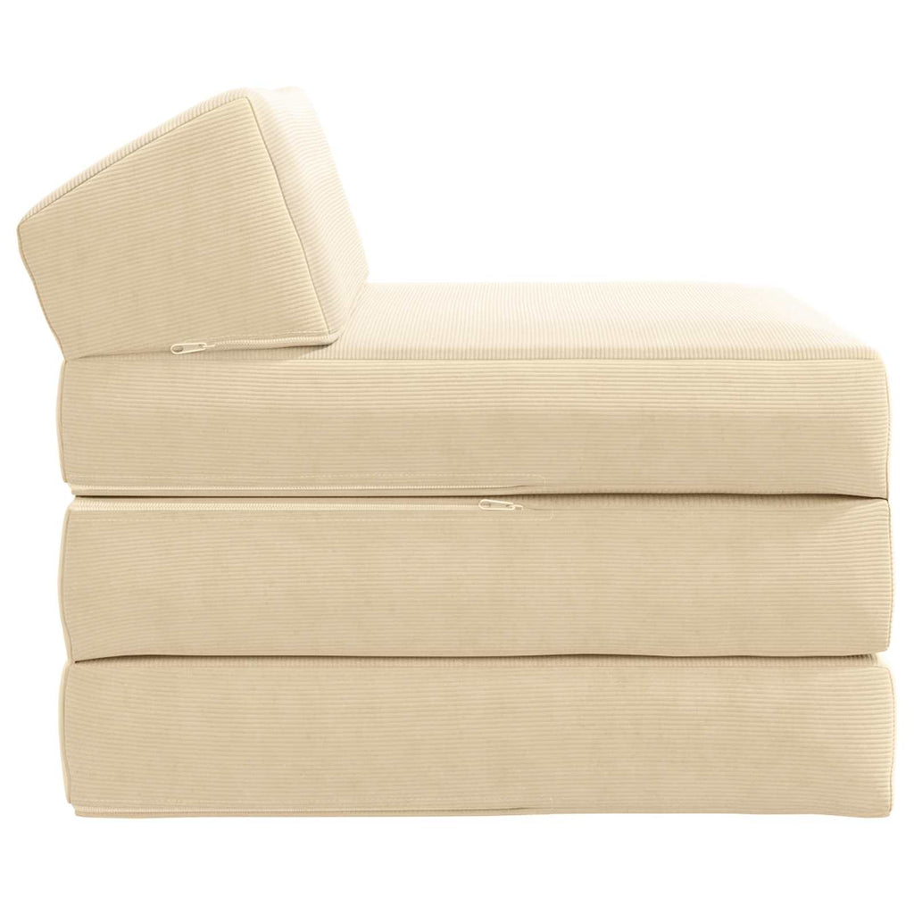 vidaXL Składana Sofa Łóżko kremowy 200 x 70 x 10 cm Tkanina sztruksowa