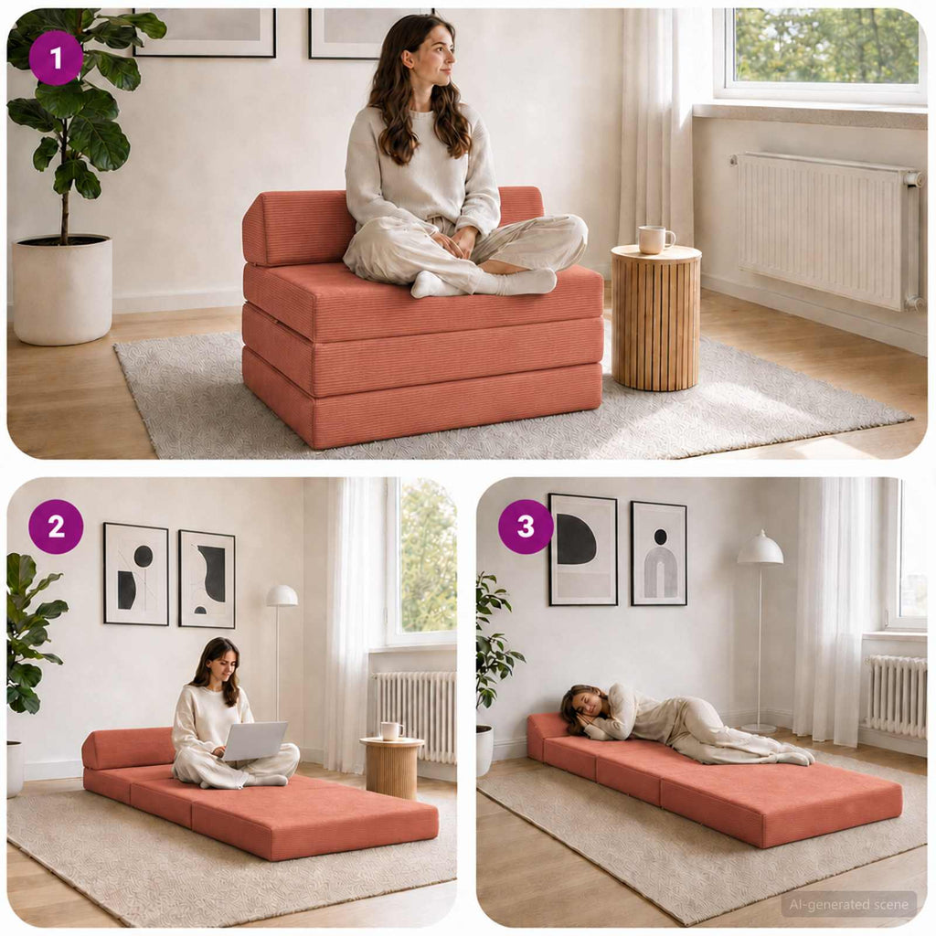 vidaXL Składana Sofa Łóżko Czerwono-pomarańczowy 200 x 70 x 10 cm
