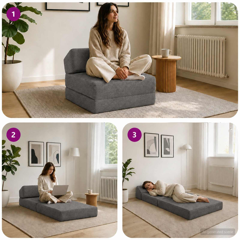 vidaXL Składana Sofa Łóżko jasnoszary 60 x 70 x 41 cm tkanina