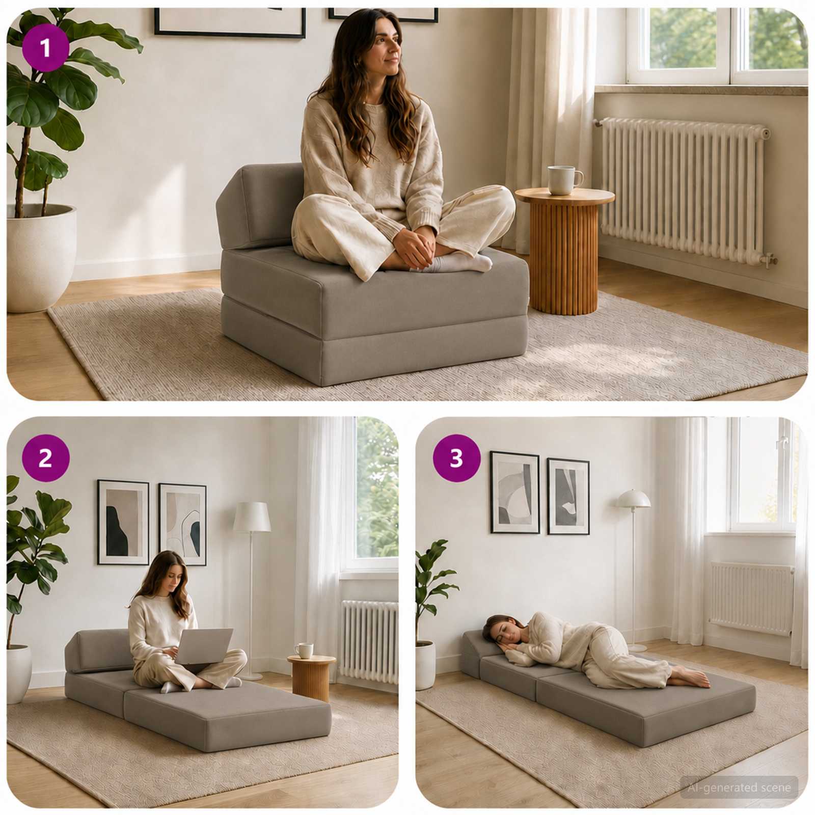 vidaXL Składana Sofa Łóżko jasnoszary 60 x 70 x 41 cm tkanina