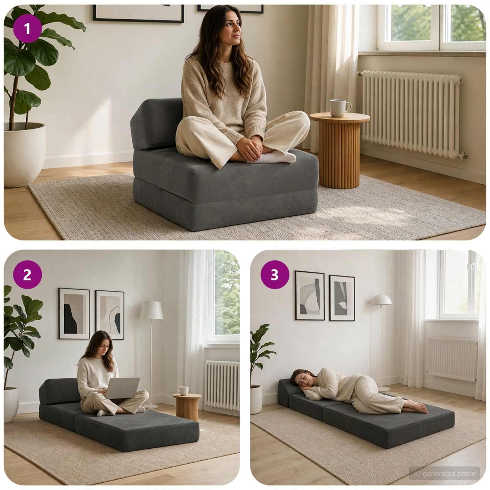 vidaXL Składana Sofa Łóżko ciemnoszary 60 x 70 x 41 cm tkanina