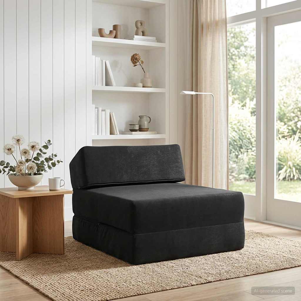 vidaXL Składana Sofa Łóżko Czarny 60 x 70 x 41 cm tkanina