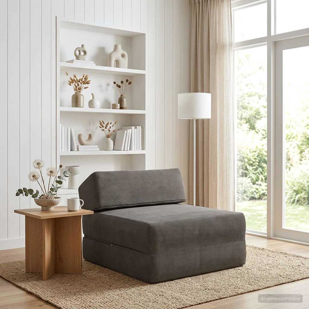 vidaXL Składana Sofa Łóżko jasnoszary 60 x 70 x 41 cm tkanina