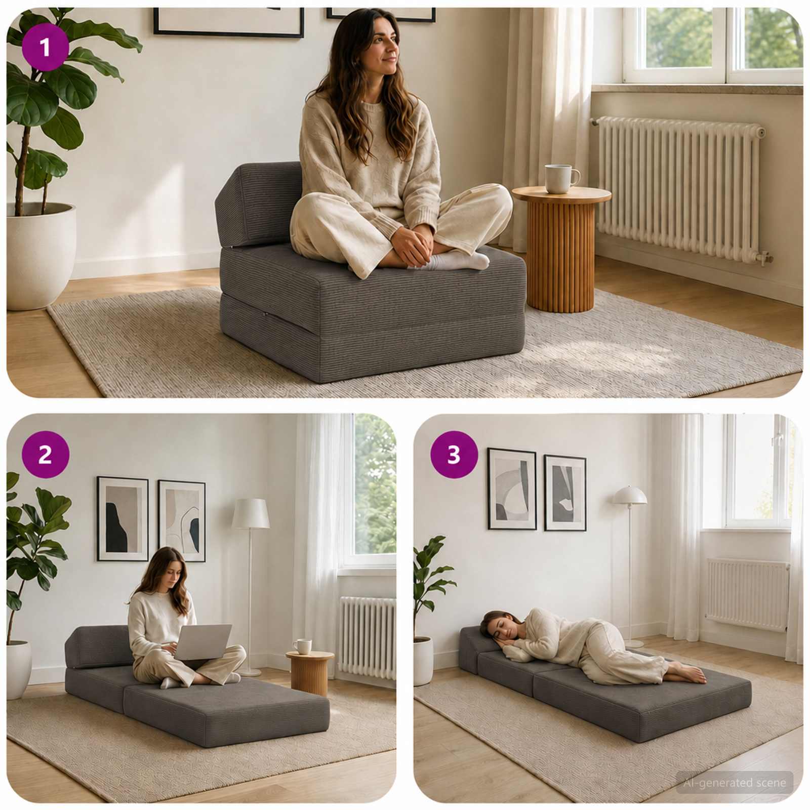 vidaXL Składana Sofa Łóżko ciemnoszary 60 x 70 x 41 cm tkanina