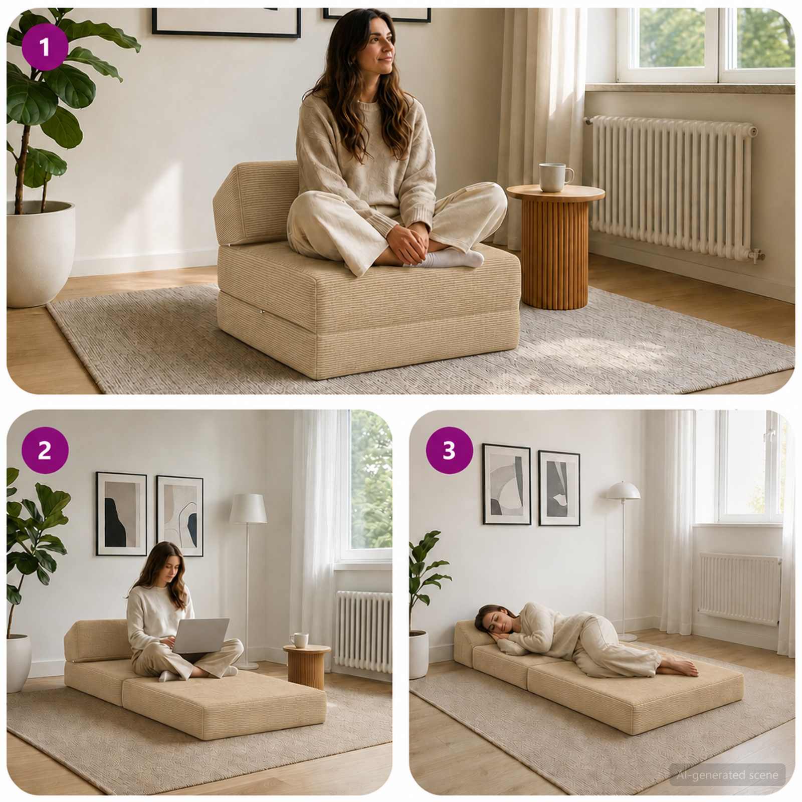 vidaXL Składana Sofa Łóżko Zielono-szary 60 x 70 x 41 cm tkanina