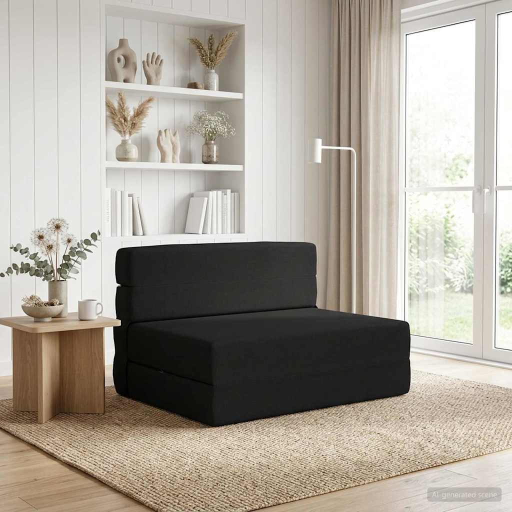 vidaXL Składana Sofa Łóżko Czarny 70 x 72 x 60 cm tkanina