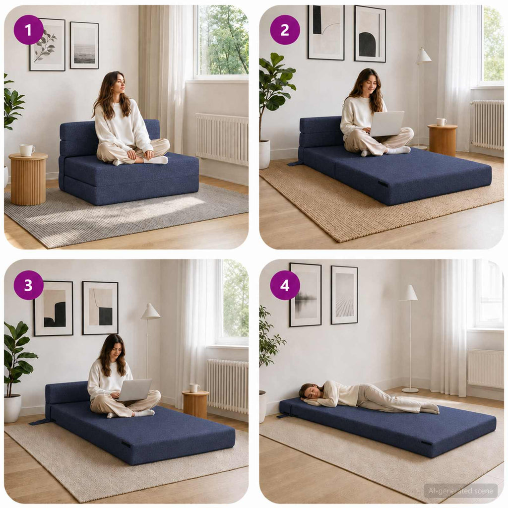 vidaXL Składana Sofa Łóżko niebieski 70 x 72 x 60 cm tkanina