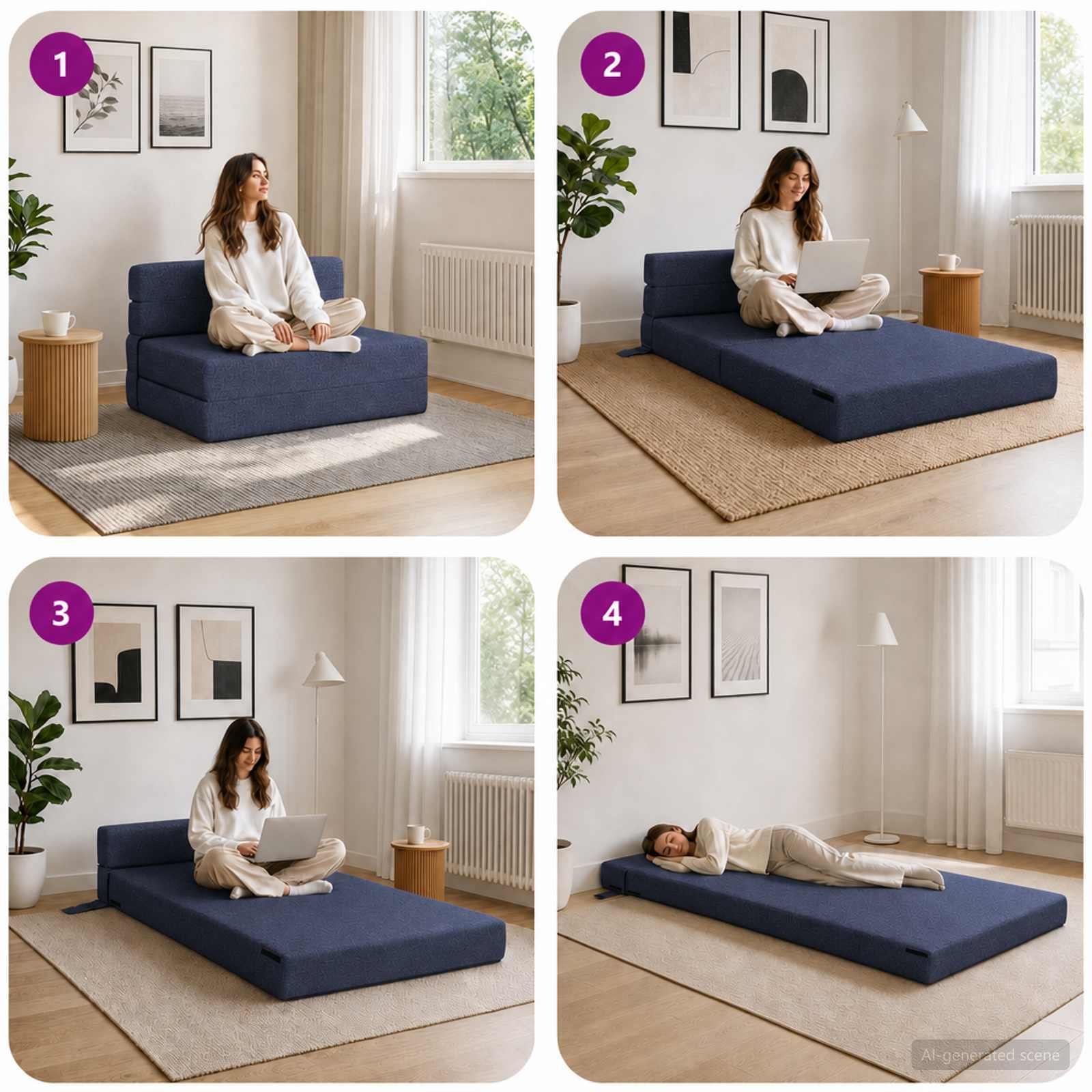 vidaXL Składana Sofa Łóżko niebieski 70 x 72 x 60 cm tkanina