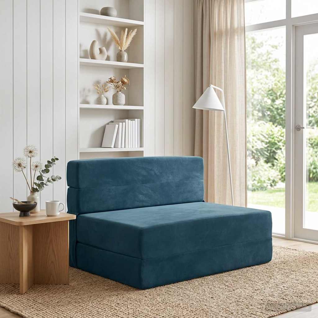vidaXL Składana Sofa Łóżko niebieski 70 x 72 x 60 cm tkanina