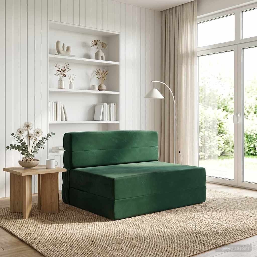 vidaXL Składana Sofa Łóżko Ciemnozielony 70 x 72 x 60 cm tkanina