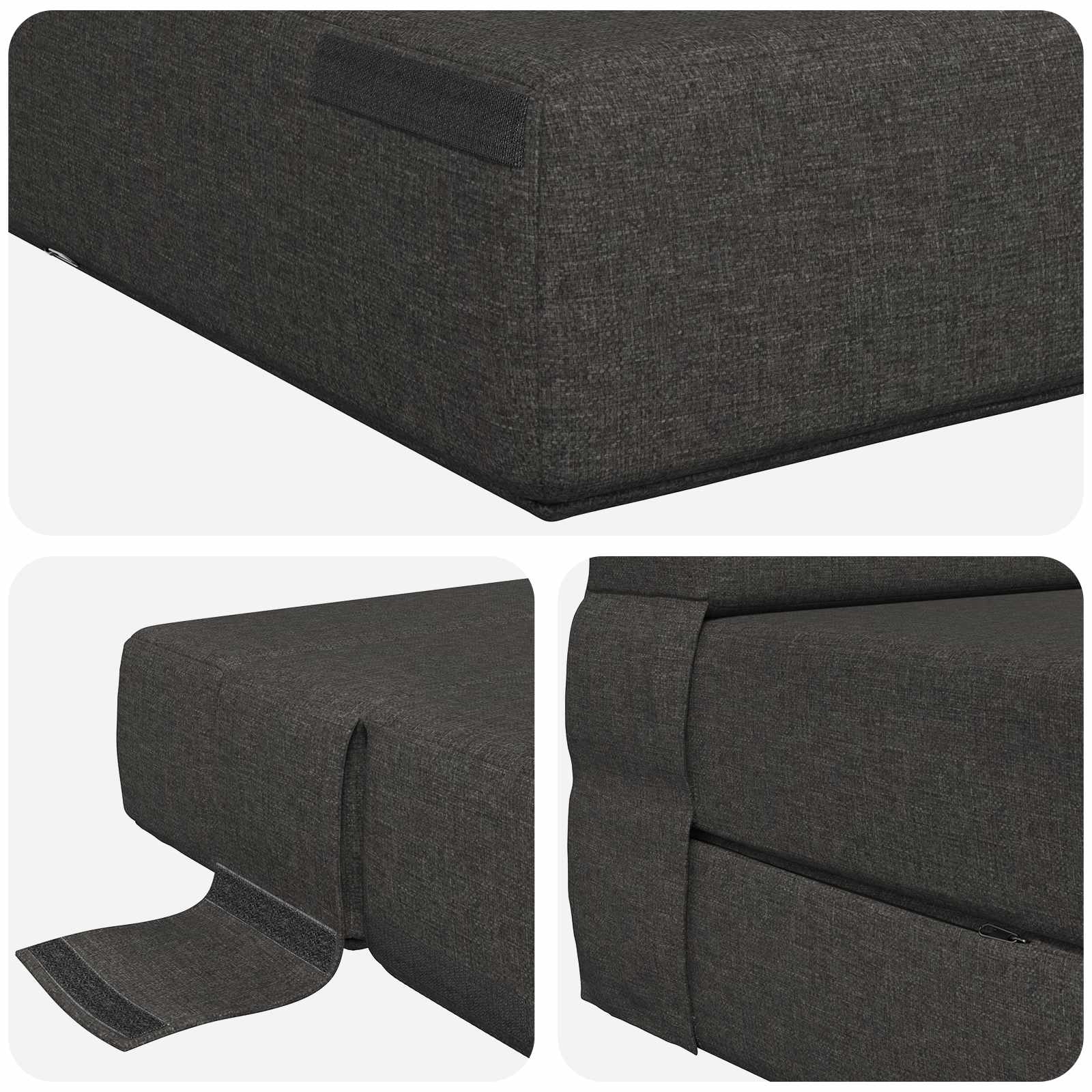 vidaXL Składana Sofa Łóżko ciemnoszary 70 x 80 x 60 cm tkanina
