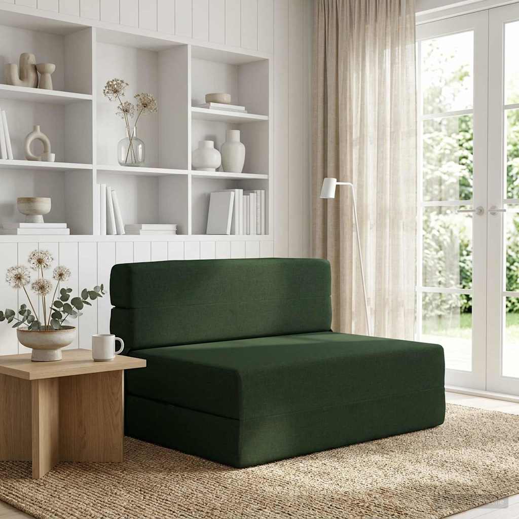 vidaXL Składana Sofa Łóżko Ciemnozielony 100 x 80 x 60 cm tkanina