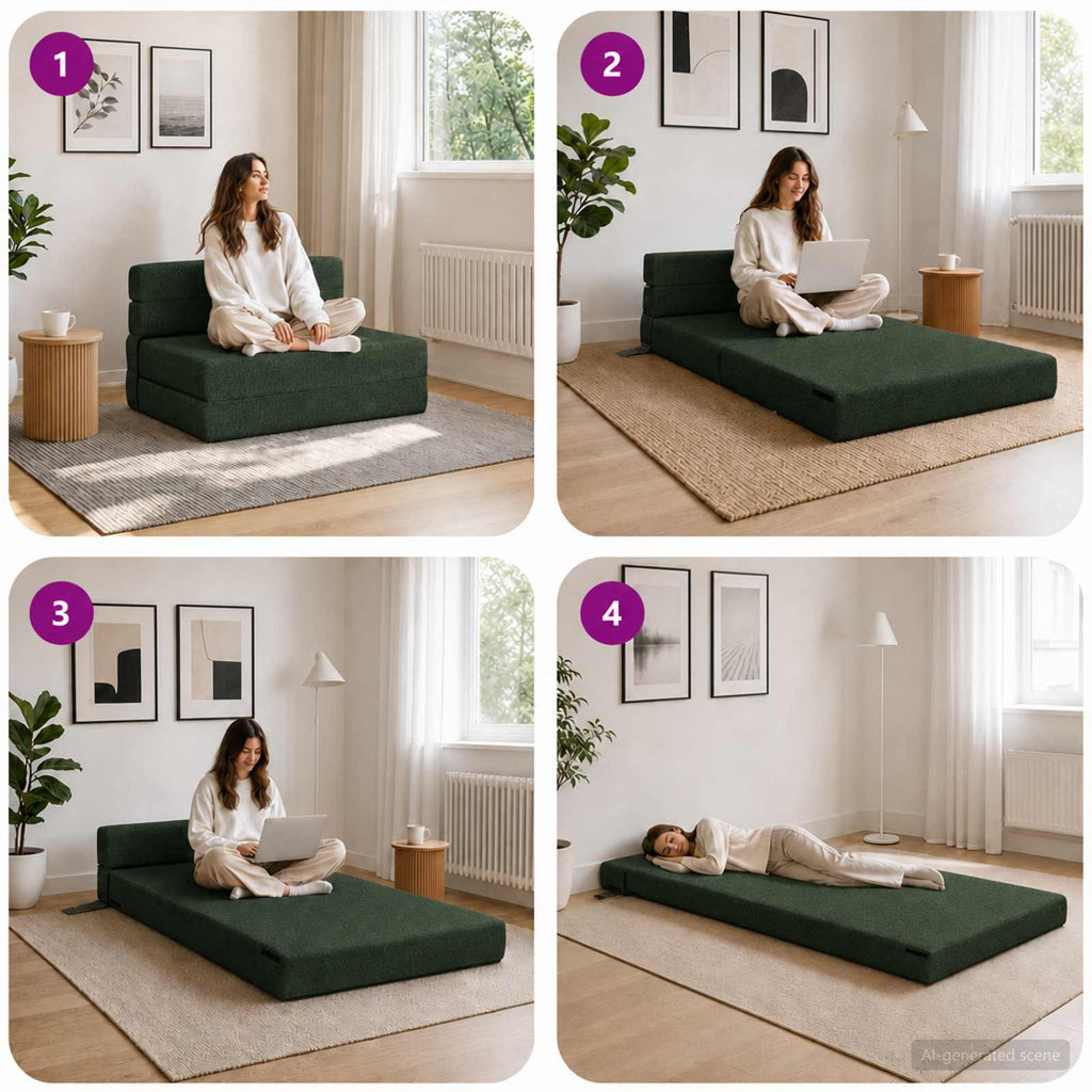 vidaXL Składana Sofa Łóżko Ciemnozielony 70 x 80 x 60 cm tkanina