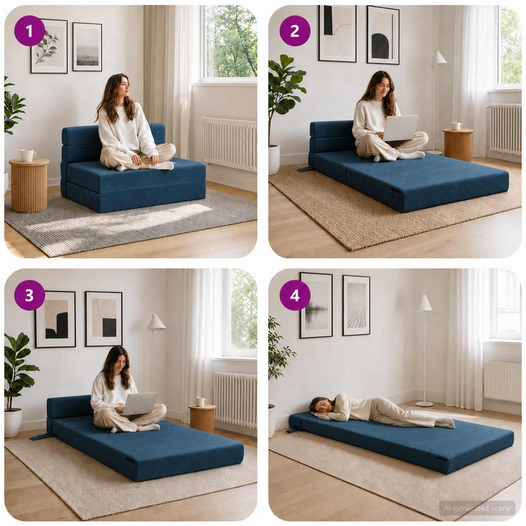 vidaXL Składana Sofa Łóżko niebieski 70 x 80 x 60 cm tkanina