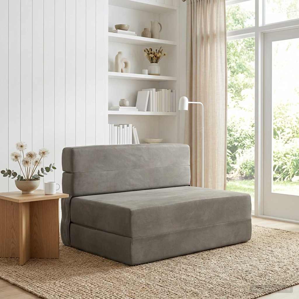 vidaXL Składana Sofa Łóżko jasnoszary 100 x 80 x 60 cm tkanina