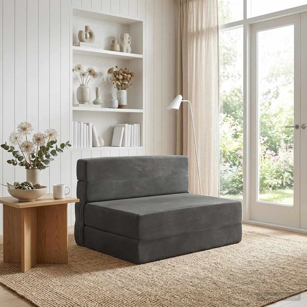 vidaXL Składana Sofa Łóżko ciemnoszary 70 x 80 x 60 cm tkanina