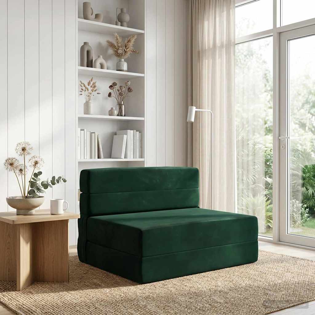 vidaXL Składana Sofa Łóżko Ciemnozielony 70 x 80 x 60 cm tkanina