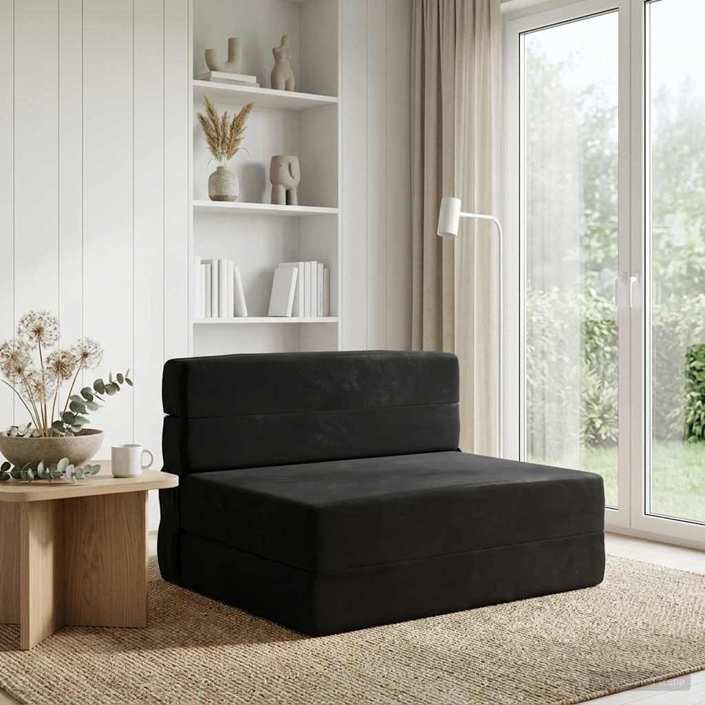 vidaXL Składana Sofa Łóżko Czarny 70 x 80 x 60 cm tkanina