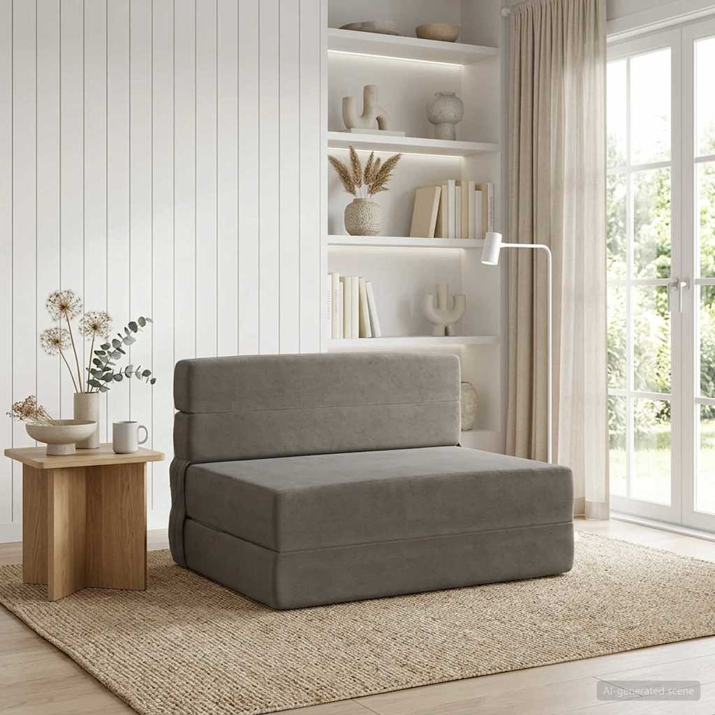 vidaXL Składana Sofa Łóżko jasnoszary 70 x 80 x 60 cm tkanina
