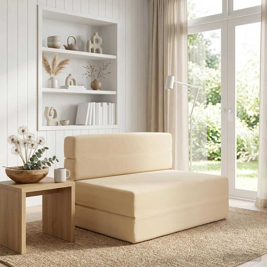 vidaXL Składana Sofa Łóżko kremowy 70 x 80 x 60 cm tkanina