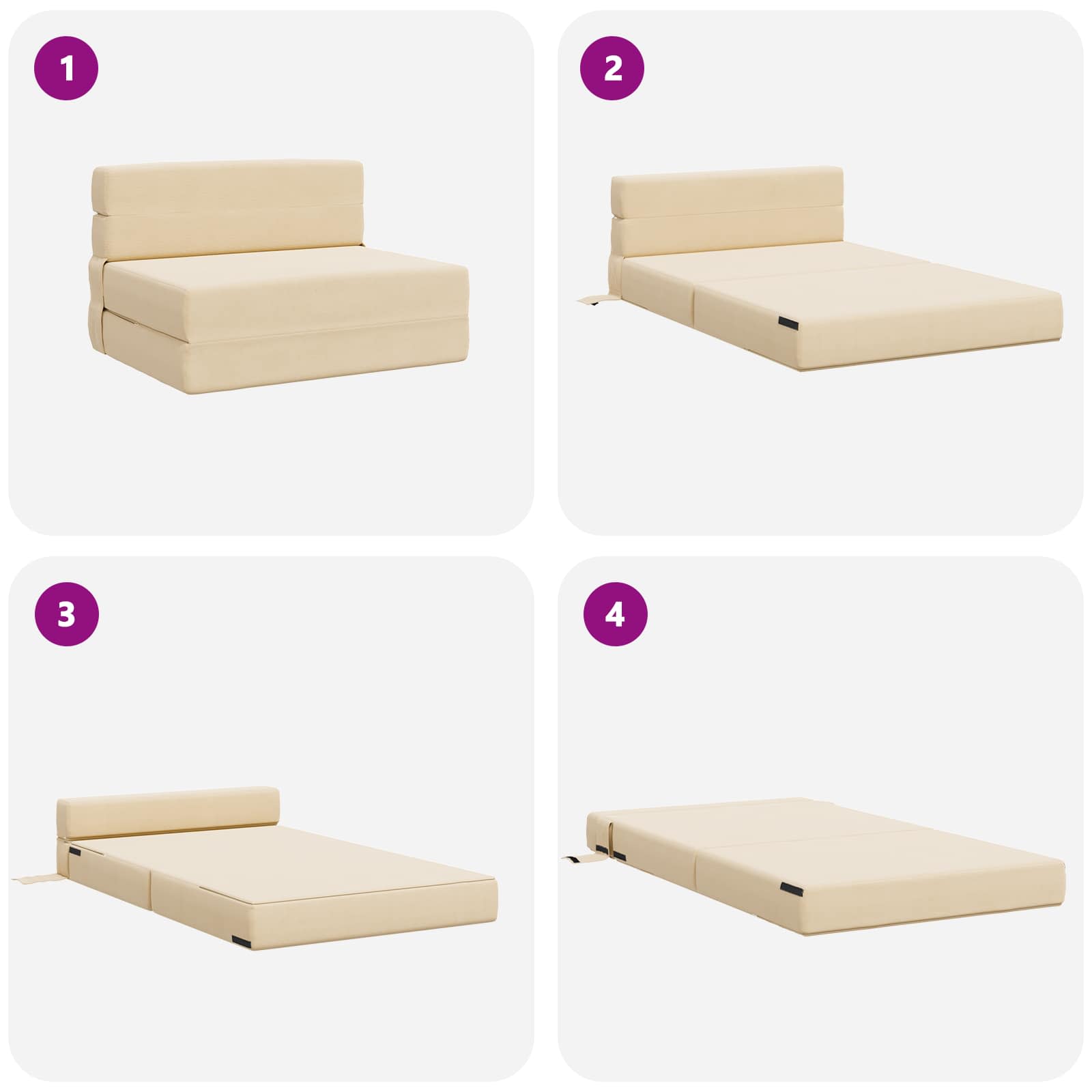 vidaXL Składana Sofa Łóżko kremowy 70 x 80 x 60 cm tkanina