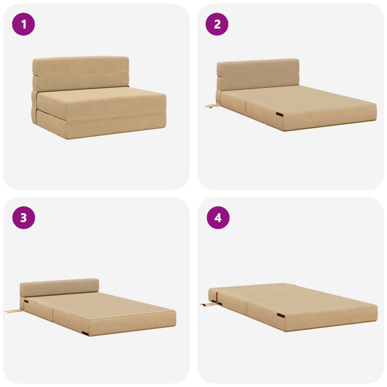 vidaXL Składana Sofa Łóżko Zielono-szary 70 x 80 x 60 cm tkanina