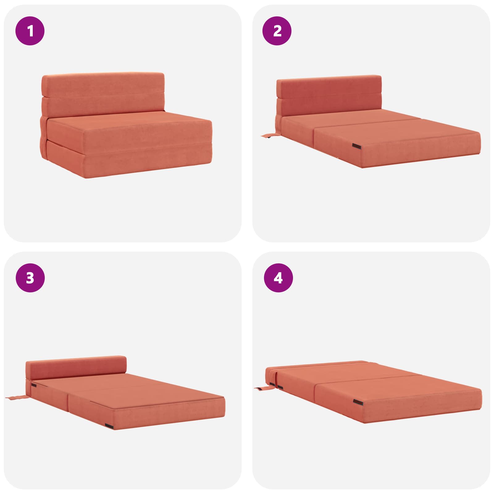 vidaXL Składana Sofa Łóżko Czerwono-pomarańczowy 70 x 80 x 60 cm