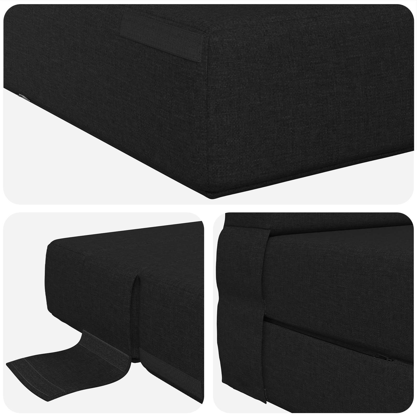 vidaXL Składana Sofa Łóżko Czarny 100 x 80 x 60 cm tkanina
