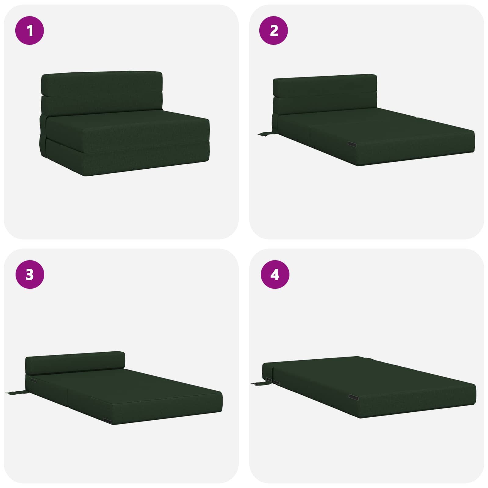 vidaXL Składana Sofa Łóżko Ciemnozielony 100 x 80 x 60 cm tkanina