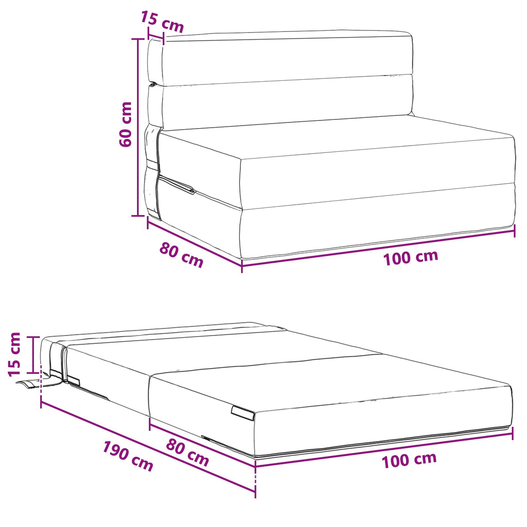 vidaXL Składana Sofa Łóżko Ciemnozielony 100 x 80 x 60 cm tkanina