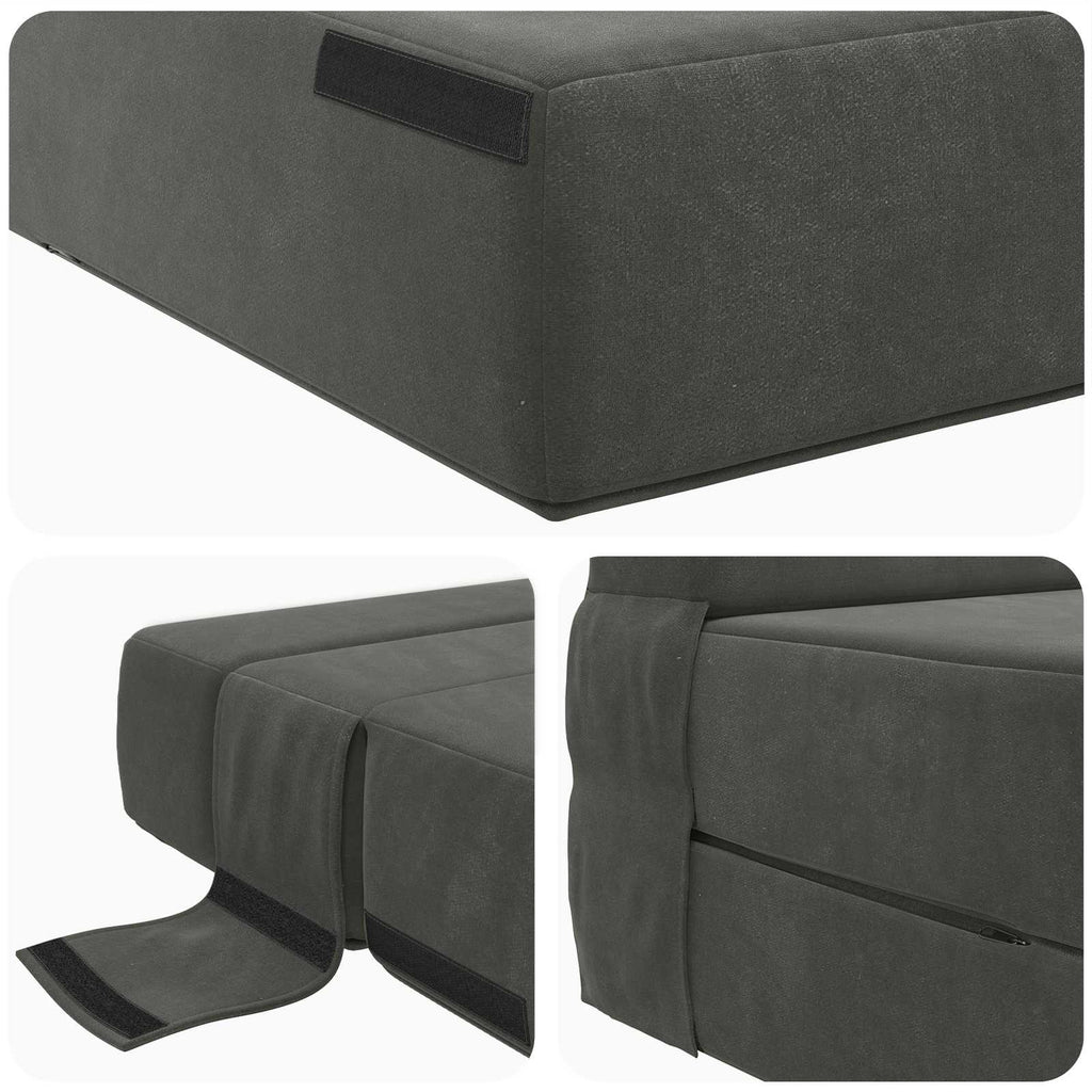 vidaXL Składana Sofa Łóżko ciemnoszary 100 x 80 x 60 cm tkanina