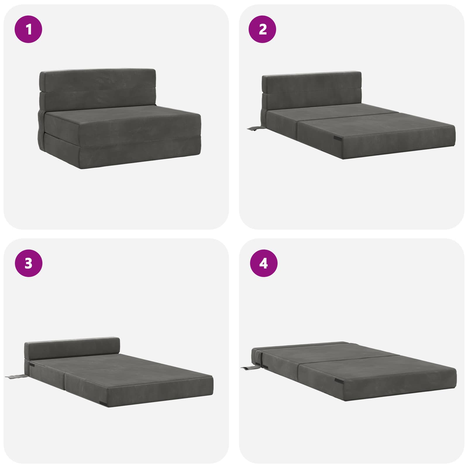 vidaXL Składana Sofa Łóżko ciemnoszary 100 x 80 x 60 cm tkanina