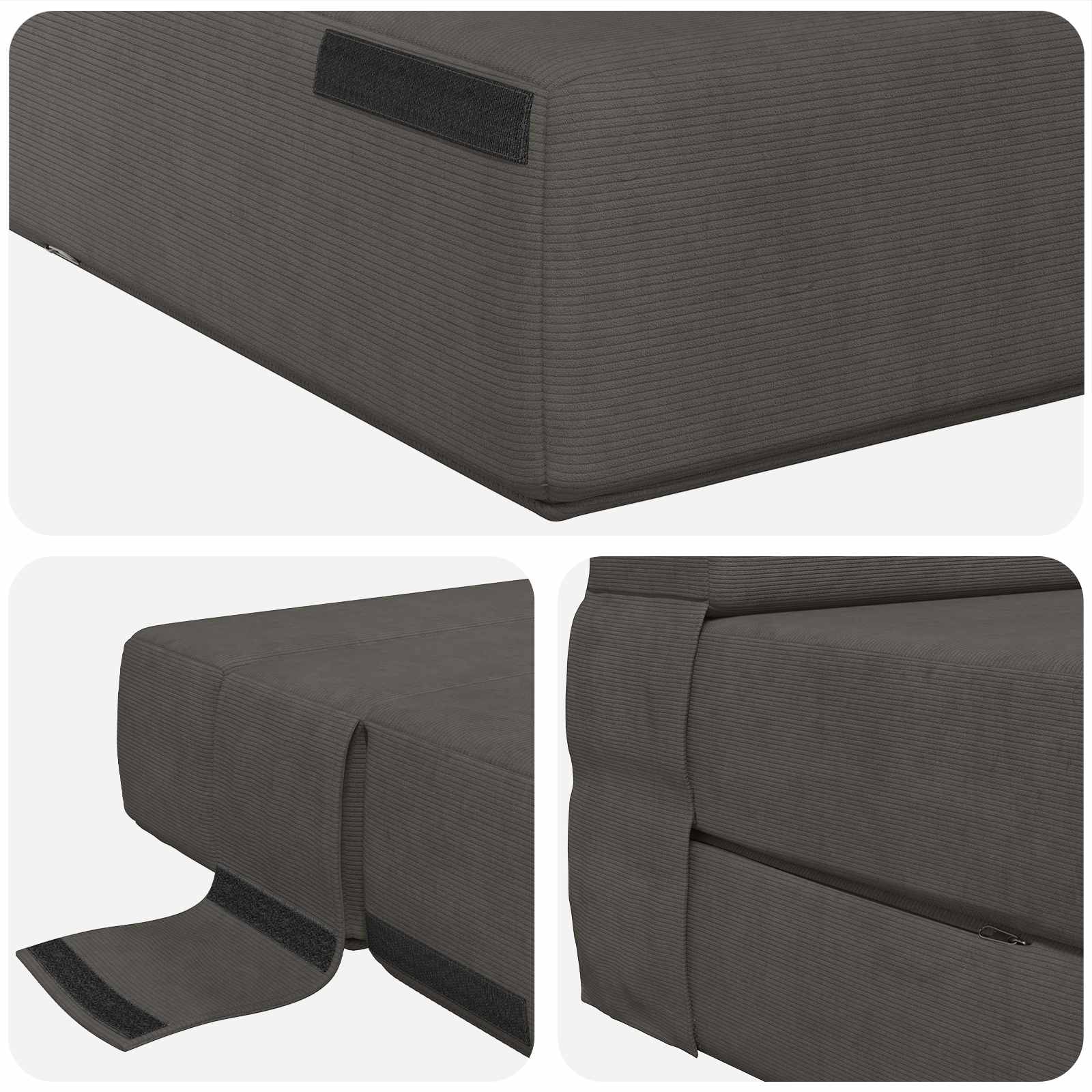 vidaXL Składana Sofa Łóżko ciemnoszary 100 x 80 x 60 cm tkanina