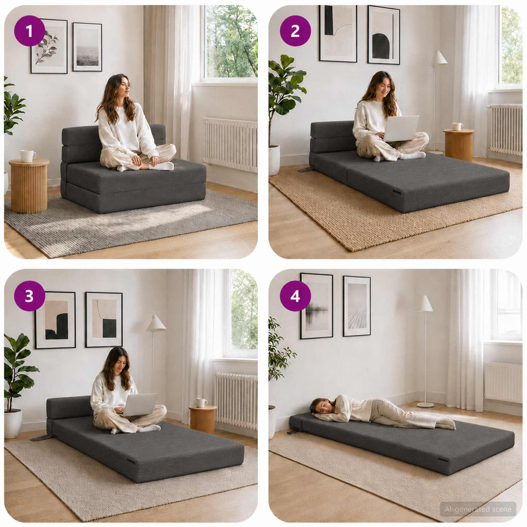 vidaXL Składana Sofa Łóżko ciemnoszary 100 x 80 x 60 cm tkanina