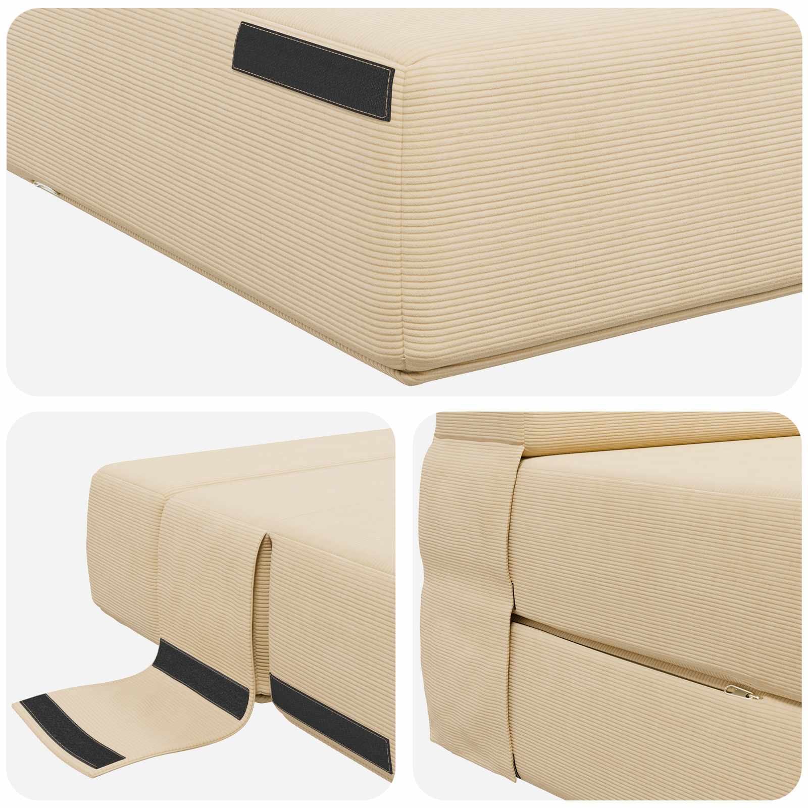 vidaXL Składana Sofa Łóżko kremowy 100 x 80 x 60 cm tkanina