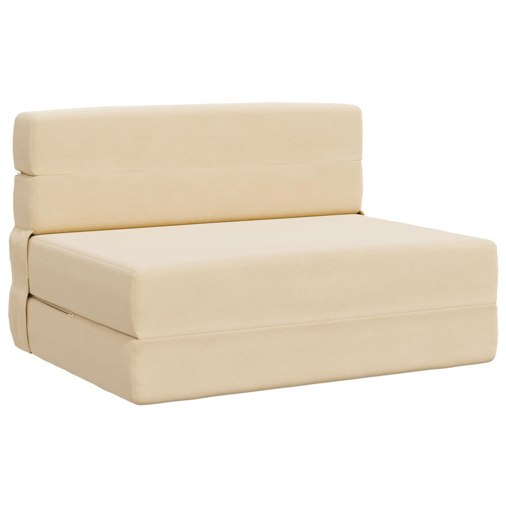 vidaXL Składana Sofa Łóżko kremowy 100 x 80 x 60 cm tkanina