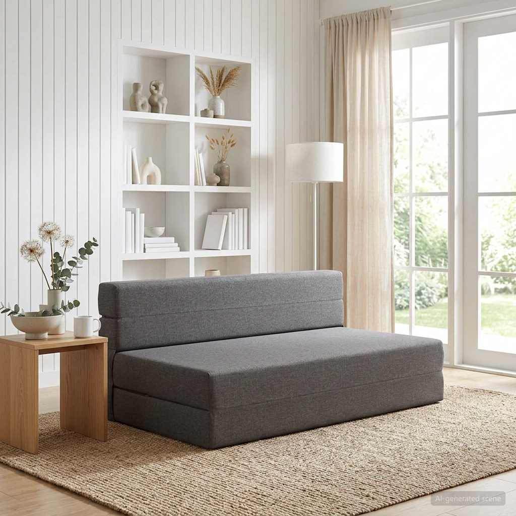 vidaXL Składana Sofa Łóżko jasnoszary 152 x 86,5 x 60 cm tkanina