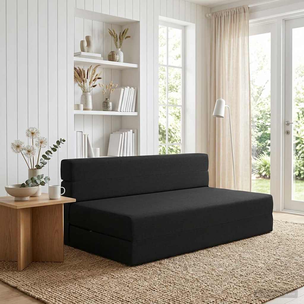 vidaXL Składana Sofa Łóżko Czarny 152 x 86,5 x 60 cm tkanina