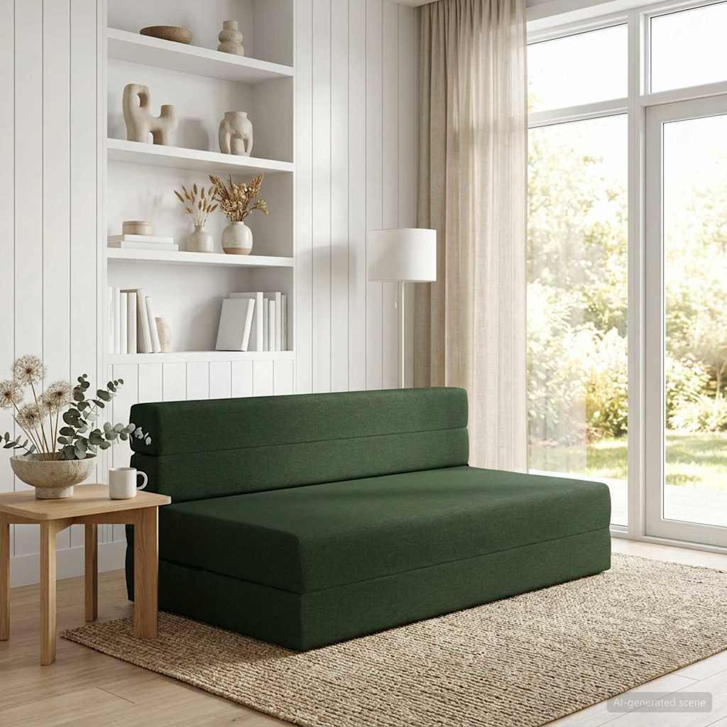 vidaXL Składana Sofa Łóżko Ciemnozielony 152 x 86,5 x 60 cm tkanina