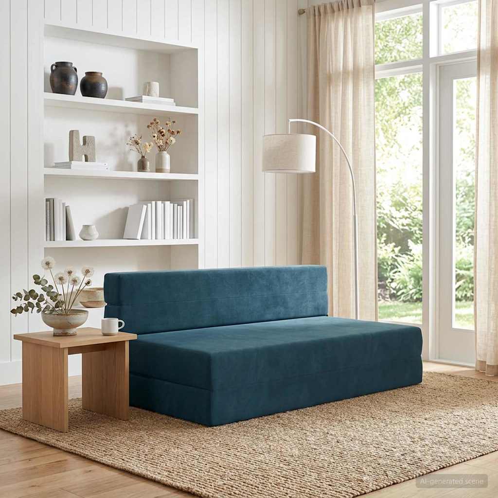 vidaXL Składana Sofa Łóżko niebieski 152 x 86,5 x 60 cm tkanina