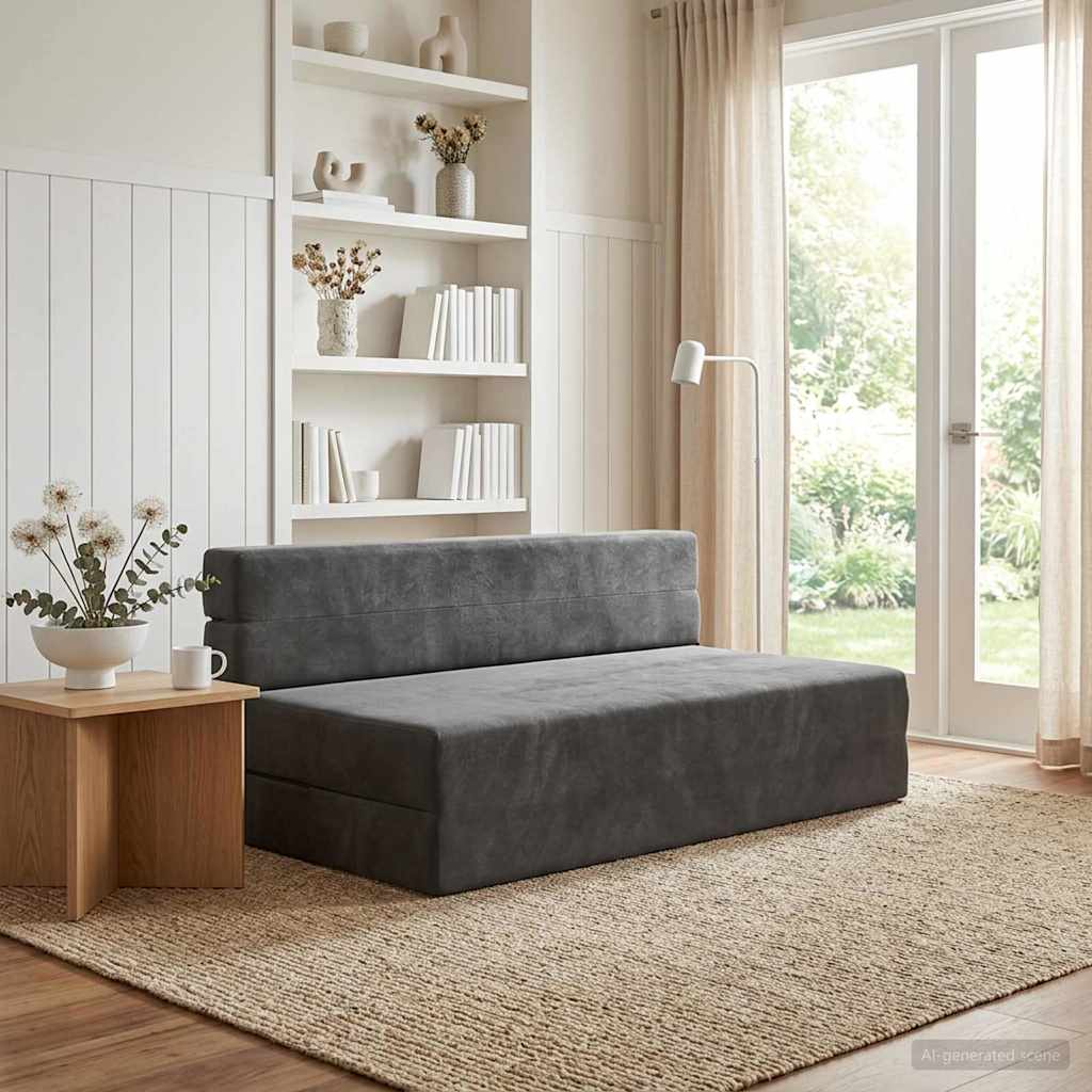 vidaXL Składana Sofa Łóżko ciemnoszary 152 x 86,5 x 60 cm tkanina