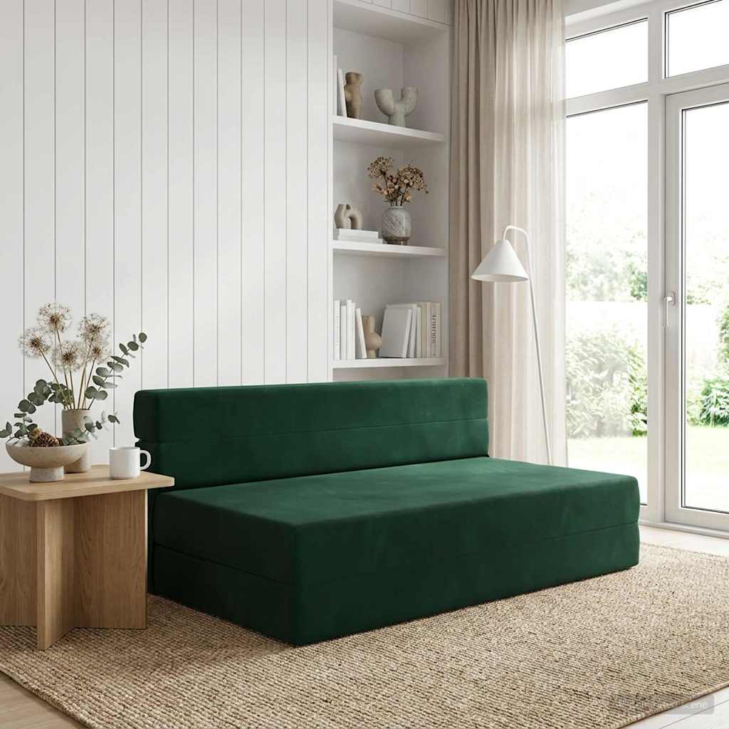 vidaXL Składana Sofa Łóżko Ciemnozielony 152 x 86,5 x 60 cm tkanina