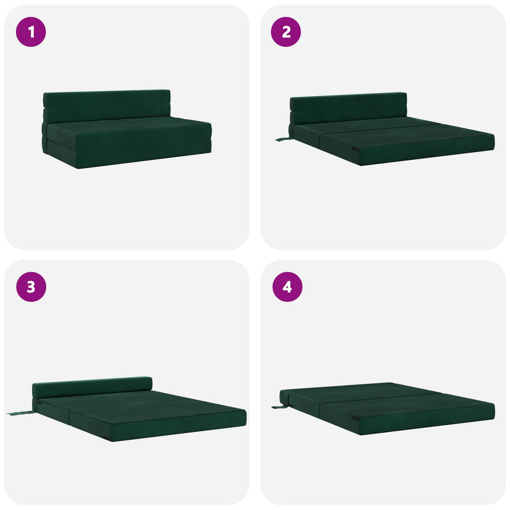 vidaXL Składana Sofa Łóżko Ciemnozielony 152 x 86,5 x 60 cm tkanina