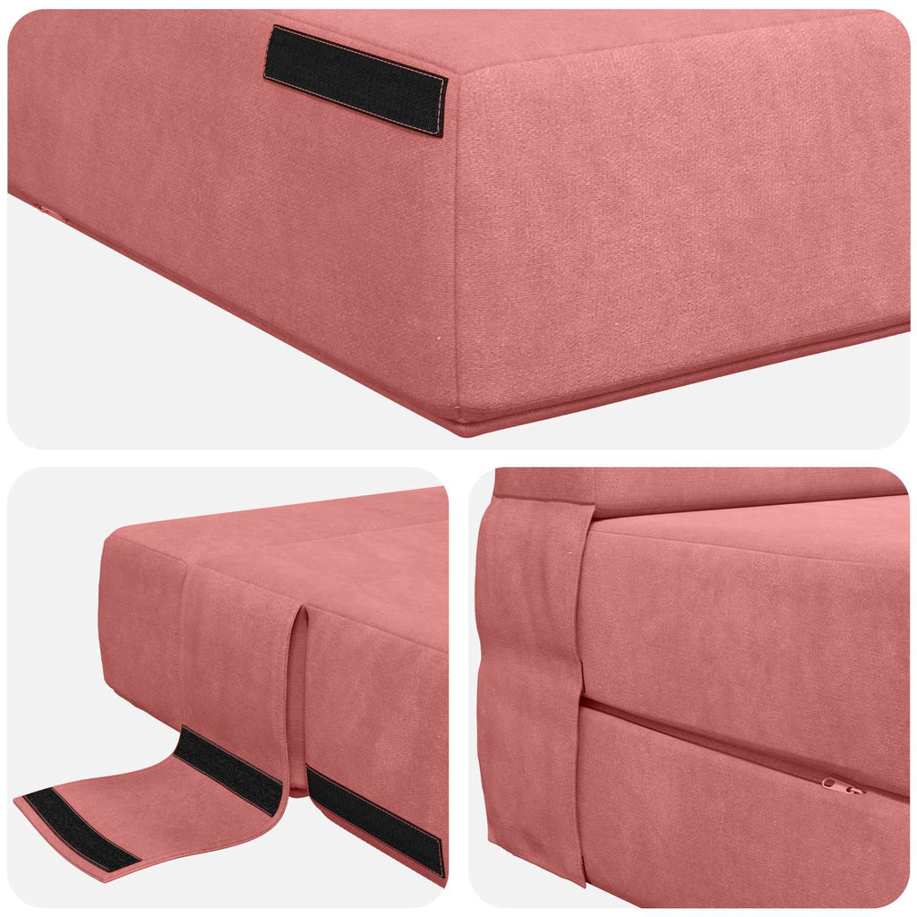 vidaXL Składana Sofa Łóżko różowy 152 x 86,5 x 60 cm tkanina