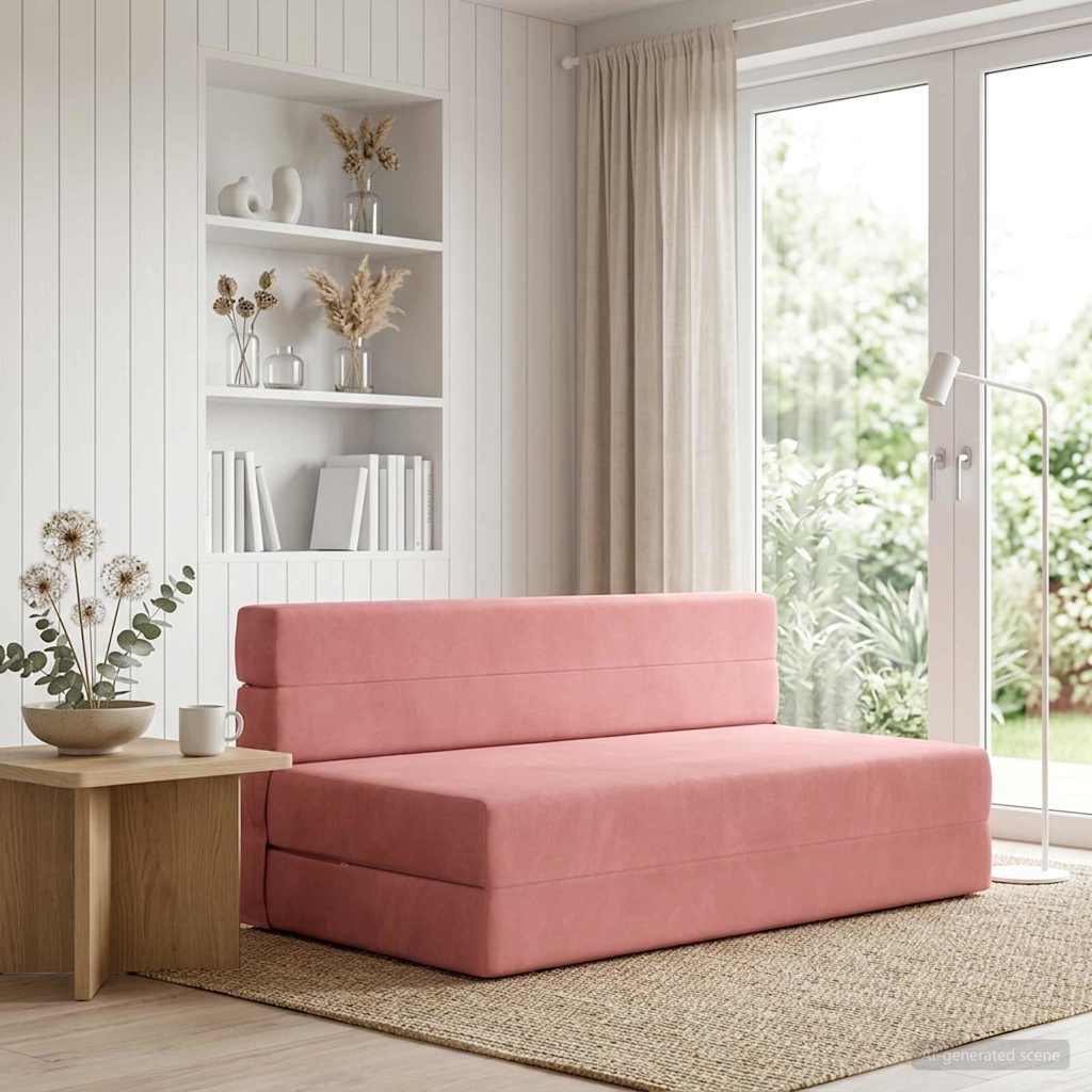 vidaXL Składana Sofa Łóżko różowy 152 x 86,5 x 60 cm tkanina