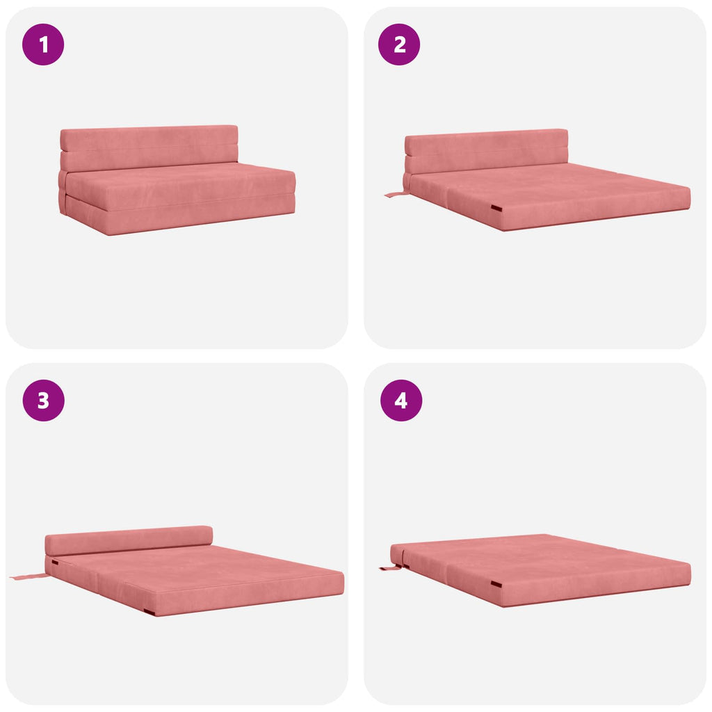 vidaXL Składana Sofa Łóżko różowy 152 x 86,5 x 60 cm tkanina