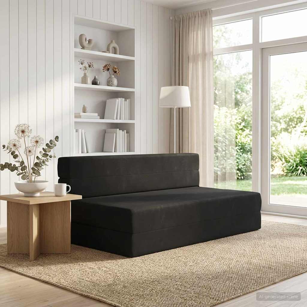 vidaXL Składana Sofa Łóżko Czarny 152 x 86,5 x 60 cm tkanina