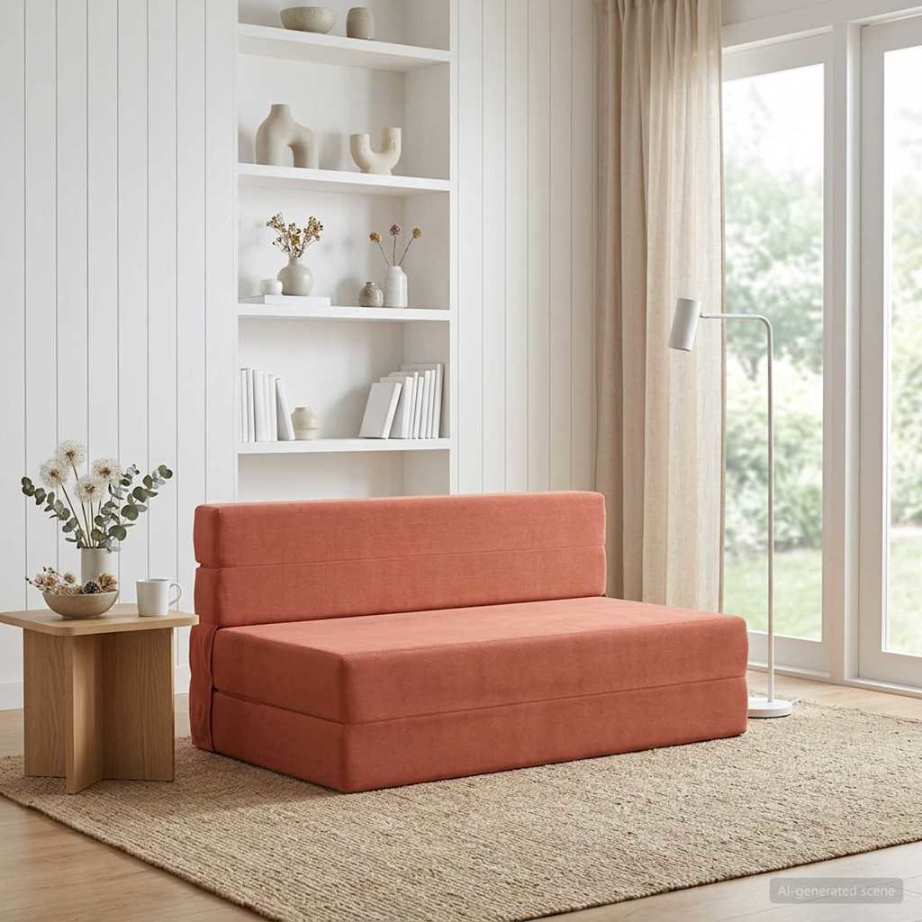 vidaXL Składana Sofa Łóżko Czerwono-pomarańczowy 152 x 86,5 x 60 cm