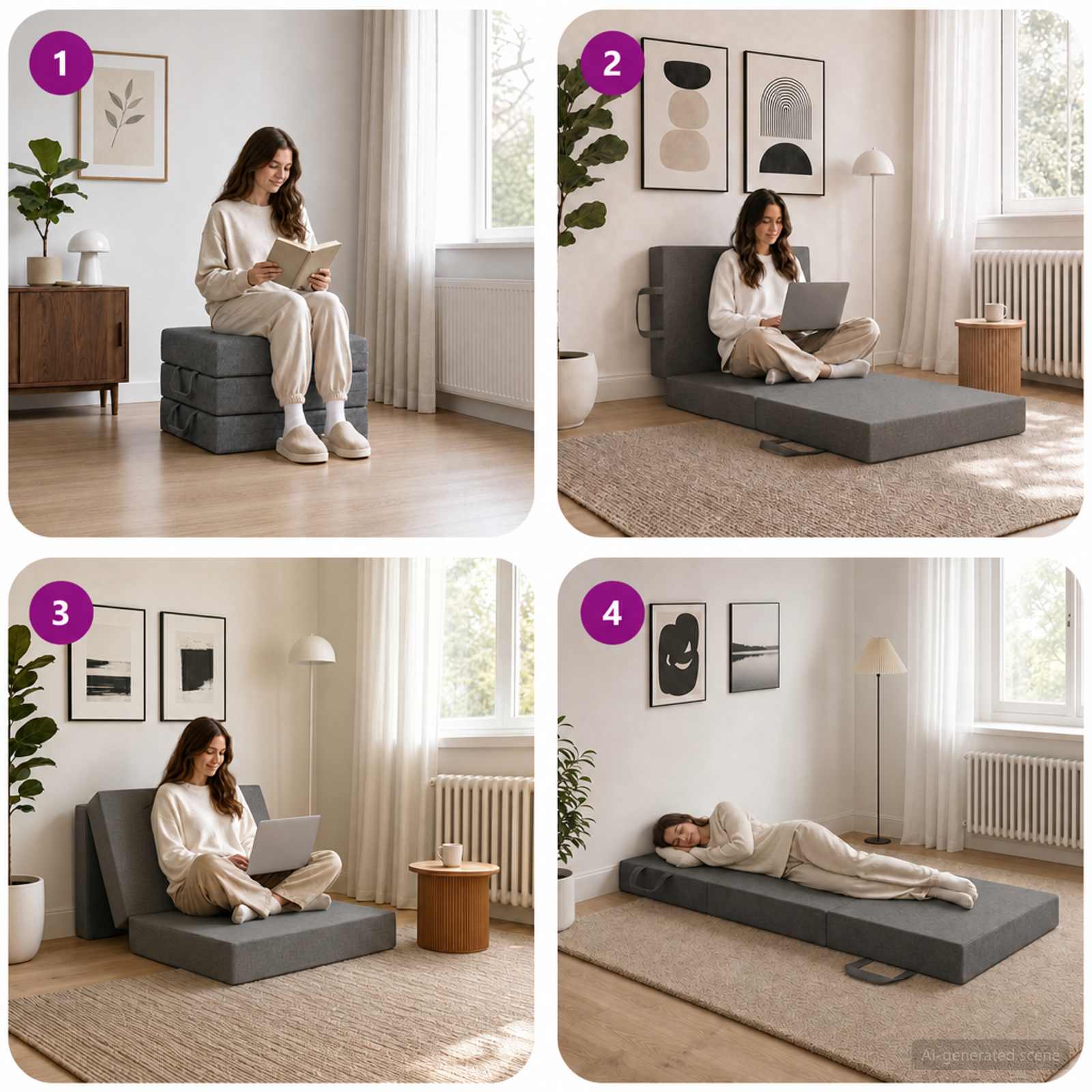 vidaXL Składana Sofa Łóżko 75 x 63 x 45 cm jasnoszary
