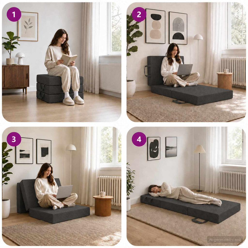 vidaXL Składana Sofa Łóżko 75 x 63 x 45 cm ciemnoszary